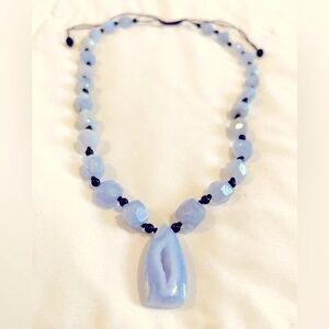 Elegant Blue Natural Stone Beaded Necklace